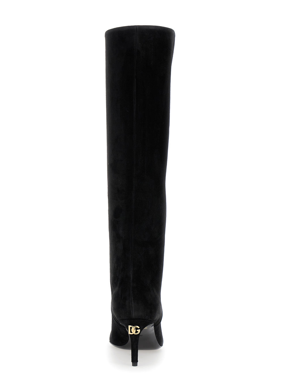 Dolce & Gabbana Women Black High Boots With Dg Logo In Suede Woman