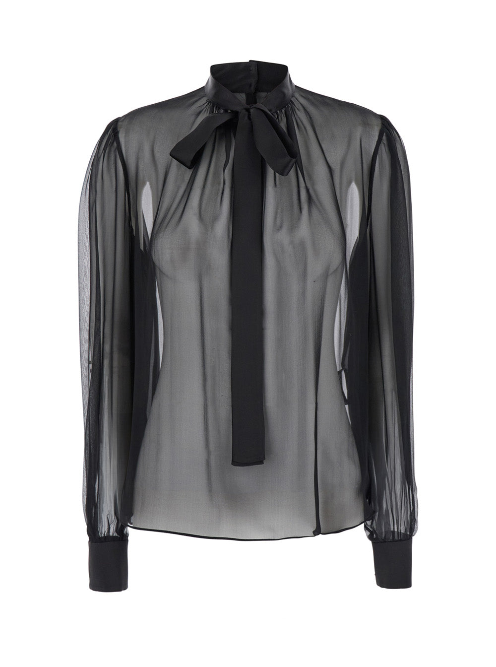 Dolce & Gabbana Women Black Blouse With Pussybow Neck In Silk Woman