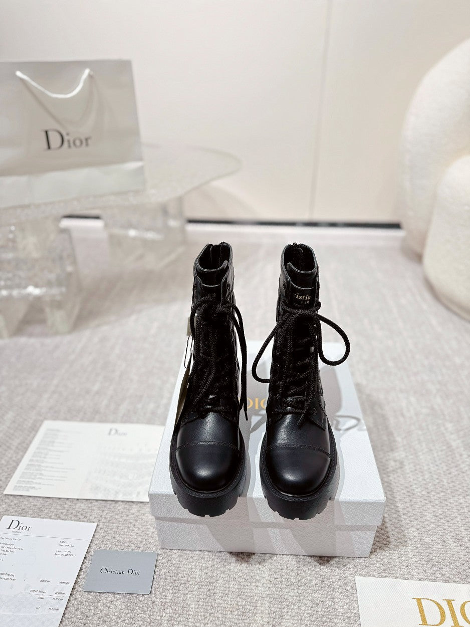 DIOR D-Unit Ankle Boot 40mm In Black Plain Calfskin  988755