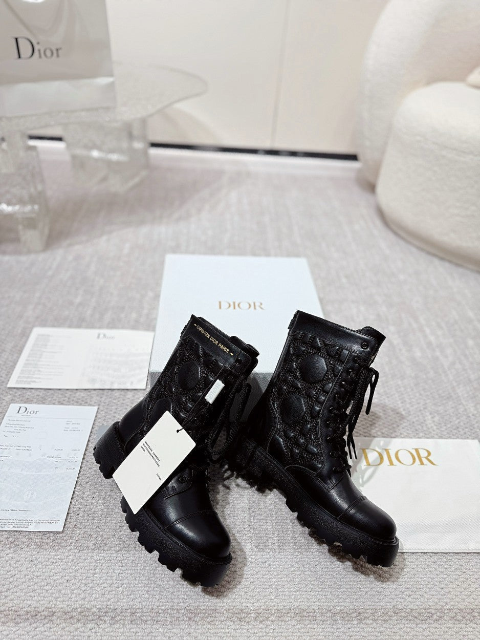 DIOR D-Unit Ankle Boot 40mm In Black Plain Calfskin  988755