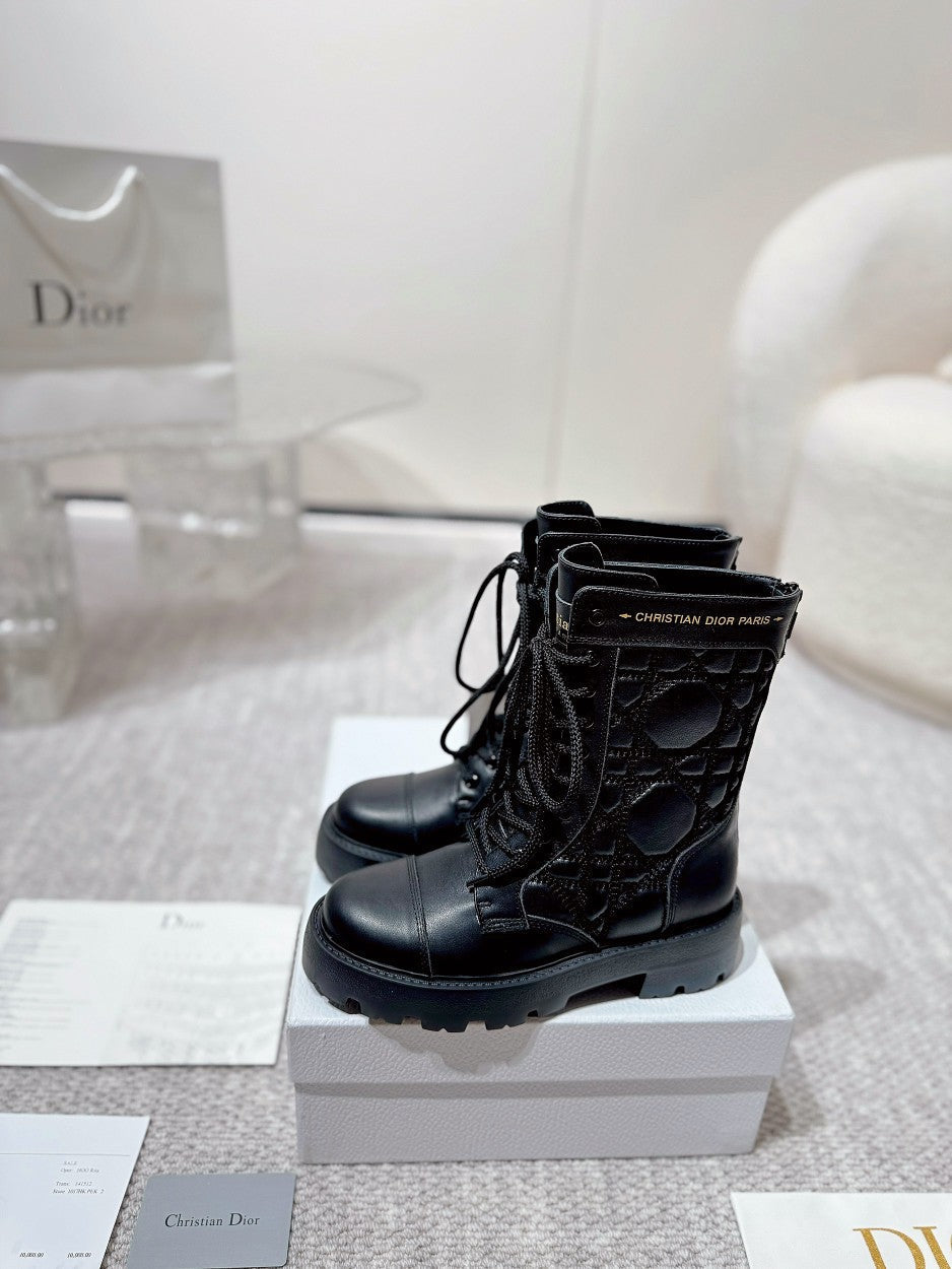 DIOR D-Unit Ankle Boot 40mm In Black Plain Calfskin  988755