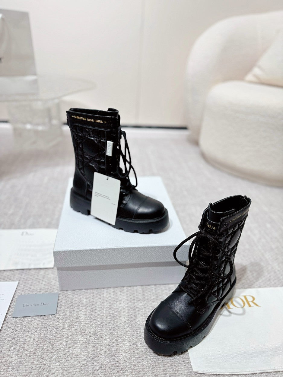 DIOR D-Unit Ankle Boot 40mm In Black Plain Calfskin  988755