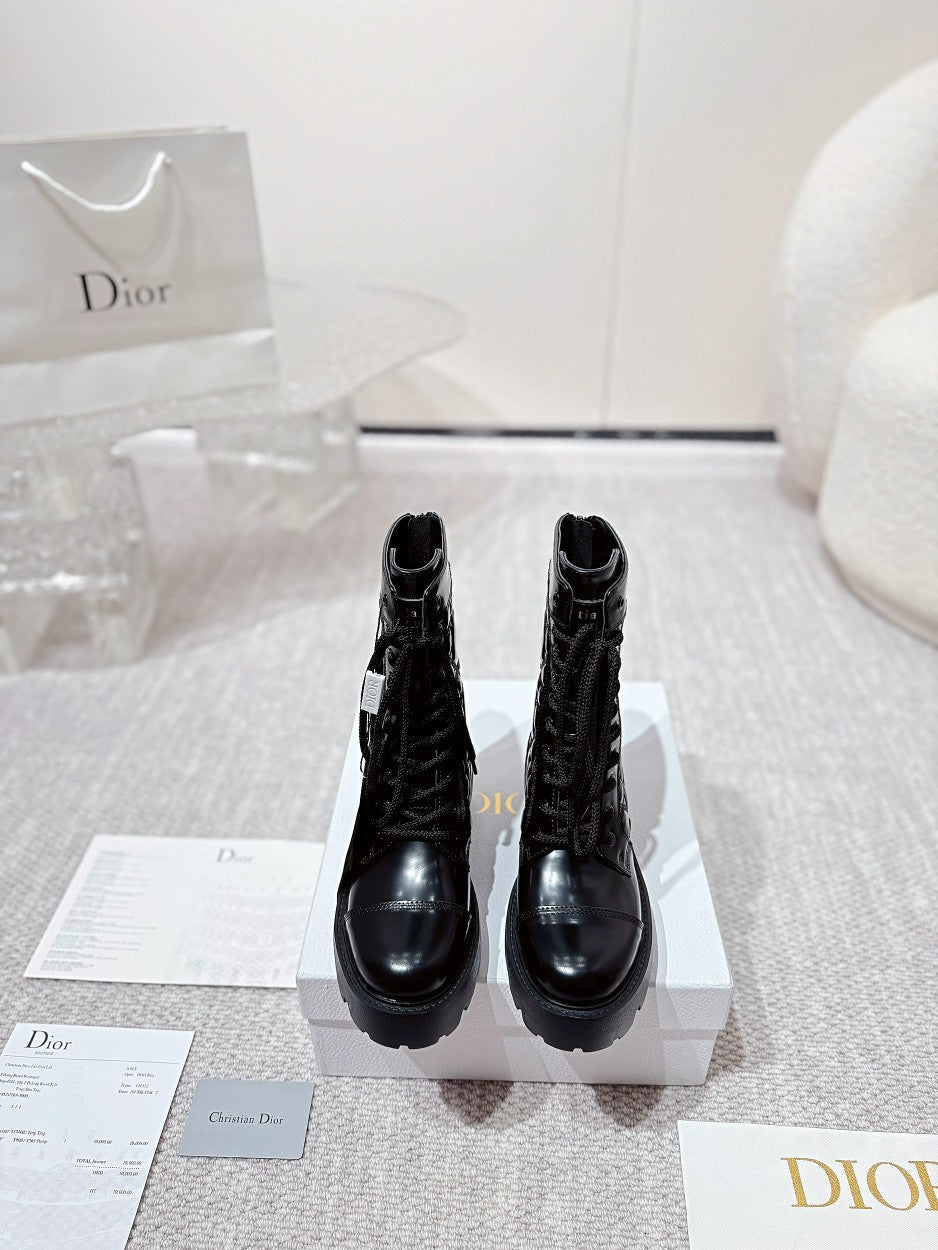 DIOR D-Unit Ankle Boot 40mm In Black Glossy Calfskin 988757