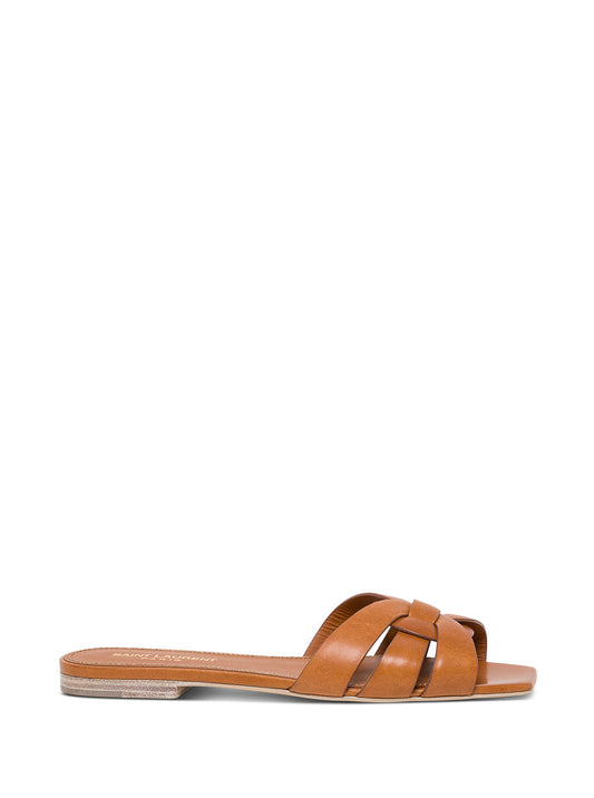 Saint Laurent Women 'Tribute' Brown Slip-On Sandals In Leather Woman