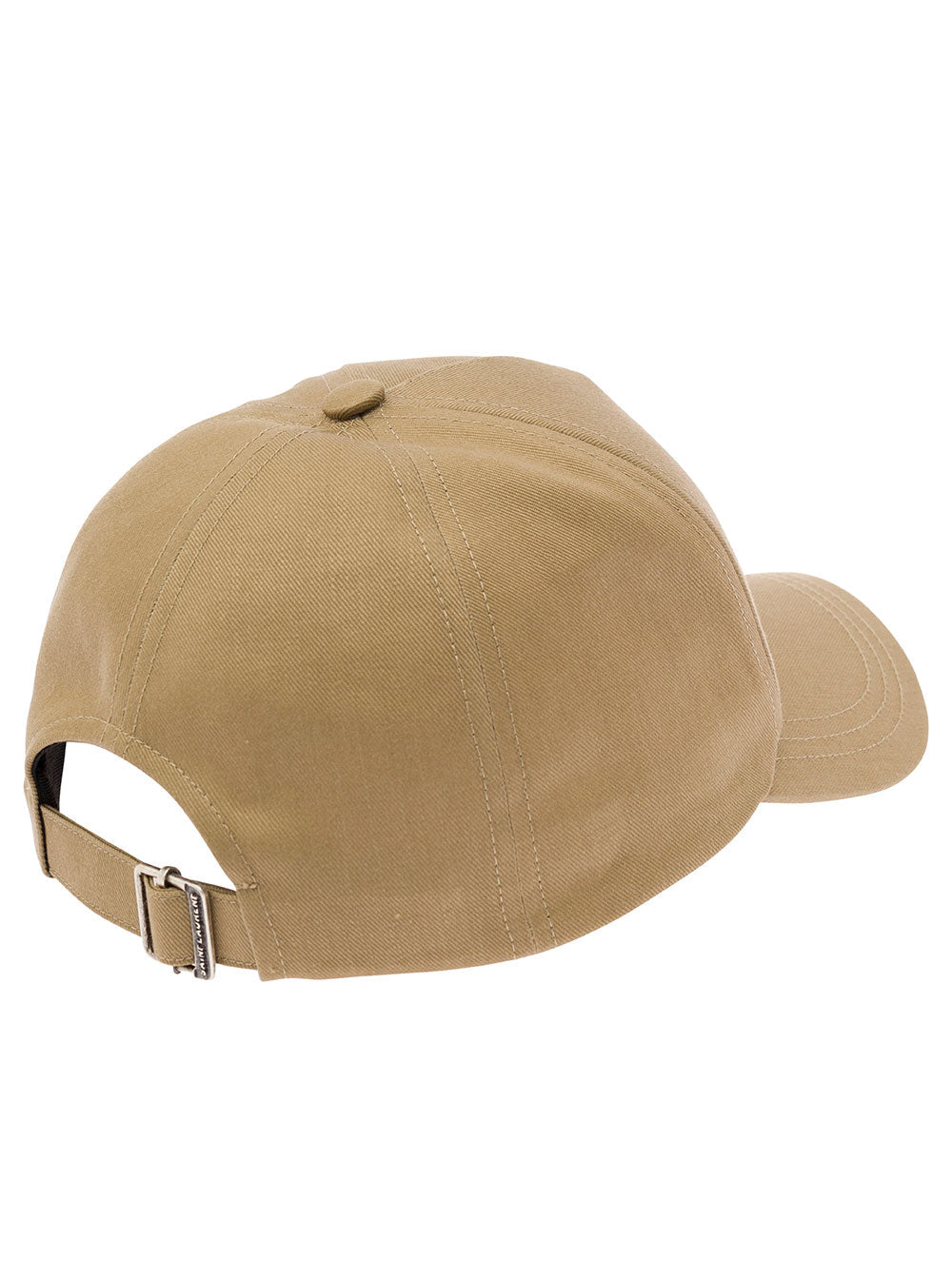 Saint Laurent Men Beige Baseball Cap With Logo Lettering Embroidery In Cotton And Linen Man