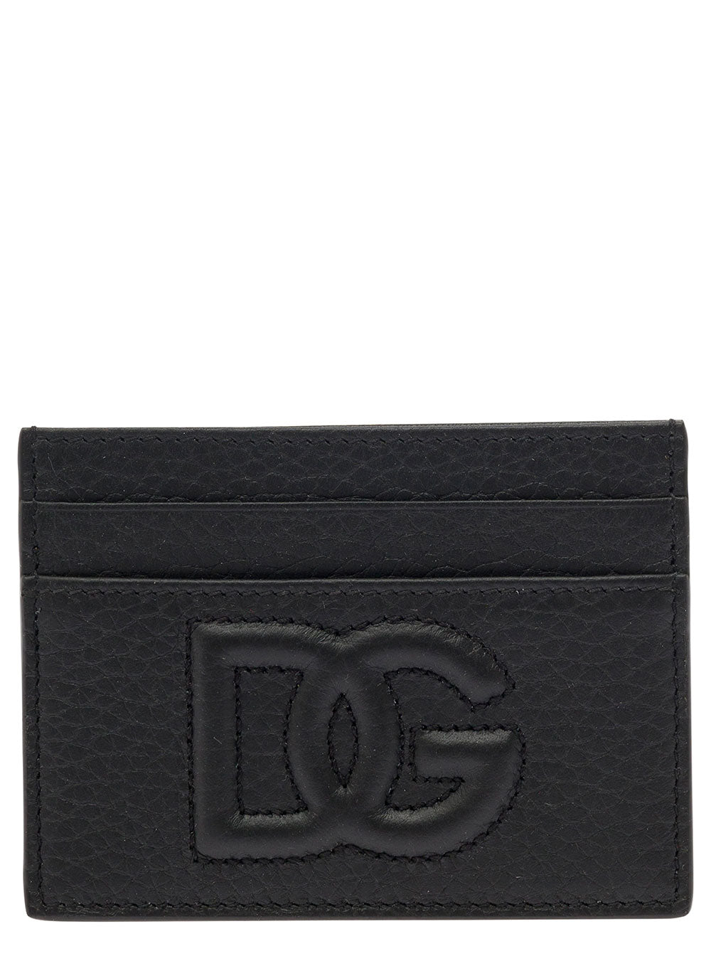 Dolce & Gabbana Men Black Card-Holder With Quilted Logo In Leather Man