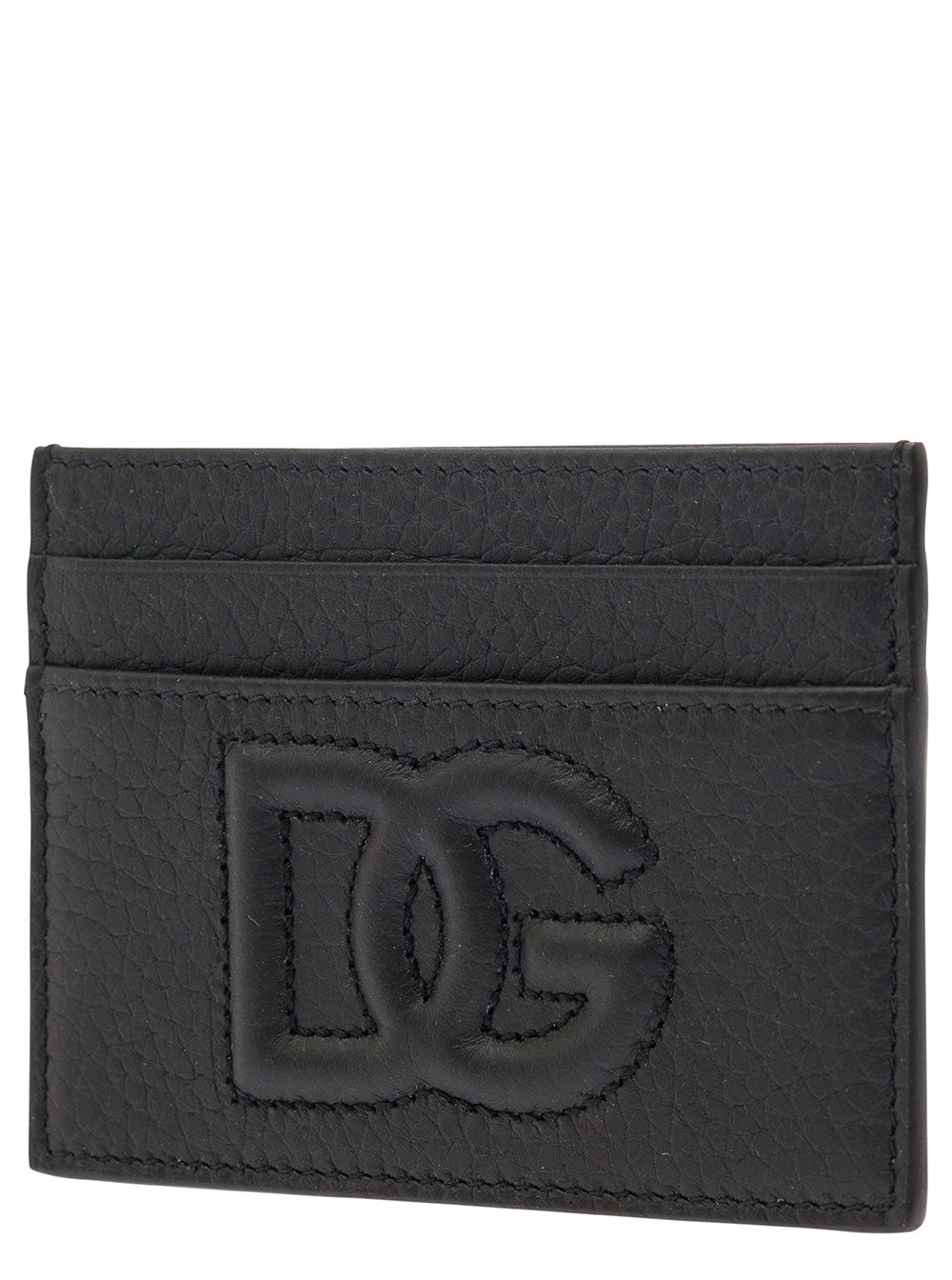 Dolce & Gabbana Men Black Card-Holder With Quilted Logo In Leather Man