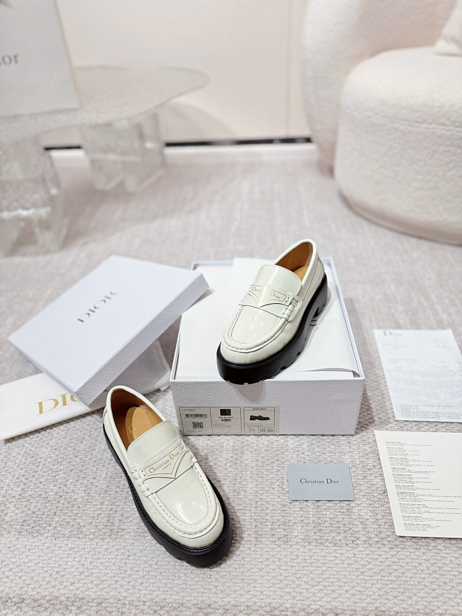 DIOR Boy Platform Loafer In White Cowhide 988790
