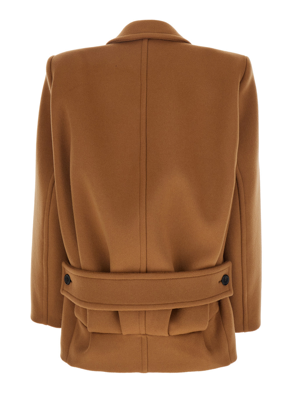 Saint Laurent Women Brown Coat With Classic Lapels And Shoulder Pads In Virgin Wool Woman