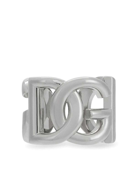 Dolce & Gabbana Men Silver-Tone Chunky Logo Ring In Brass Man