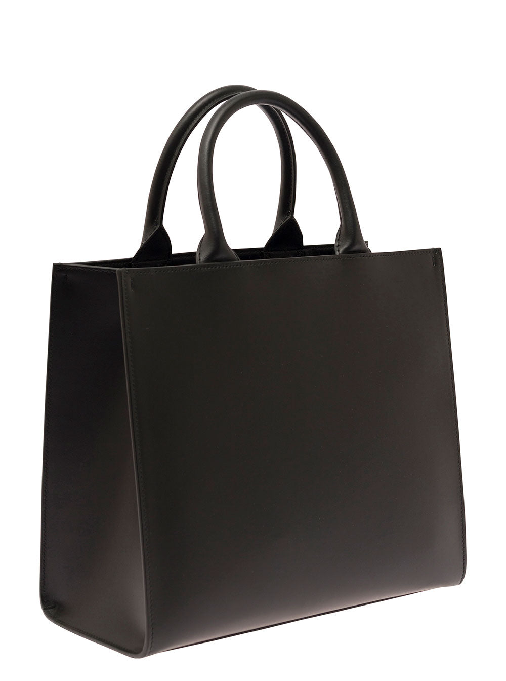 Dolce & Gabbana Women 'Dg Daily Medium' Black Handbag With Dg Logo Detail In Smooth Leather Woman