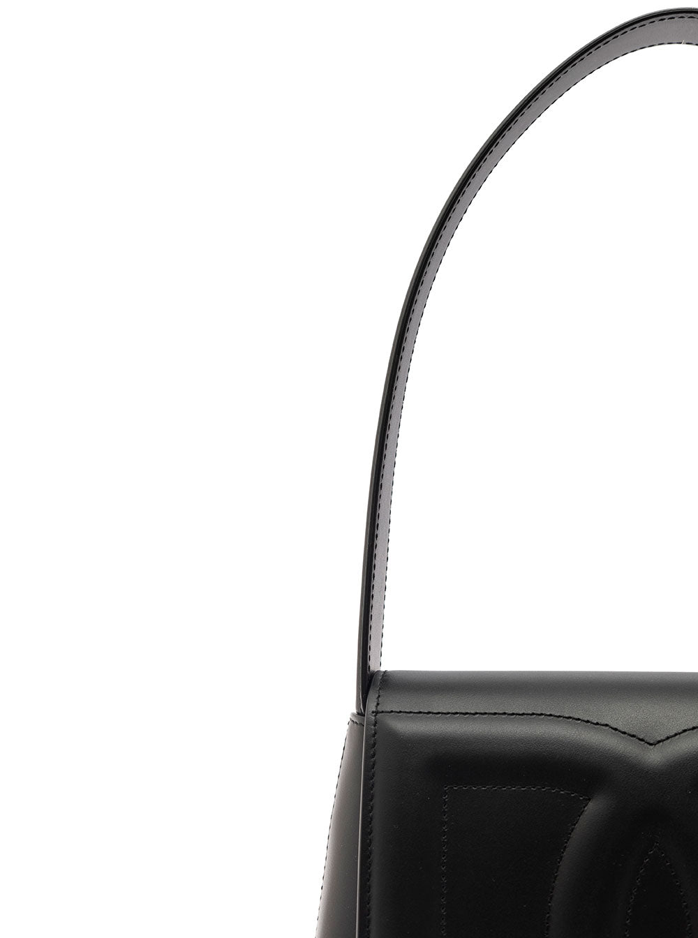 Dolce & Gabbana Women 'Dg Logo' Black Shoulder Bag In 3D Quilted Logo Detail In Smooth Leather Woman