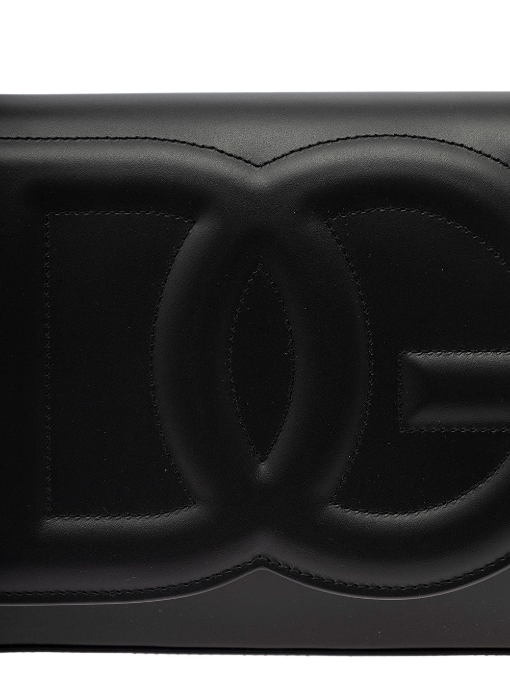 Dolce & Gabbana Women 'Dg Logo' Black Shoulder Bag In 3D Quilted Logo Detail In Smooth Leather Woman
