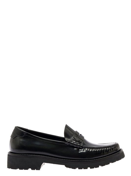 Saint Laurent Women 'Le Loafer' Black Loafers With Chunky Sole And Cassandre Detail In Smooth Leather Woman