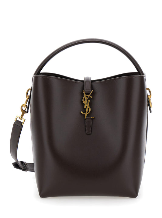 Saint Laurent Women 'Le 37' Brown Handbag With Ysl Logo Plate And Shoulder Strap In Leather Woman