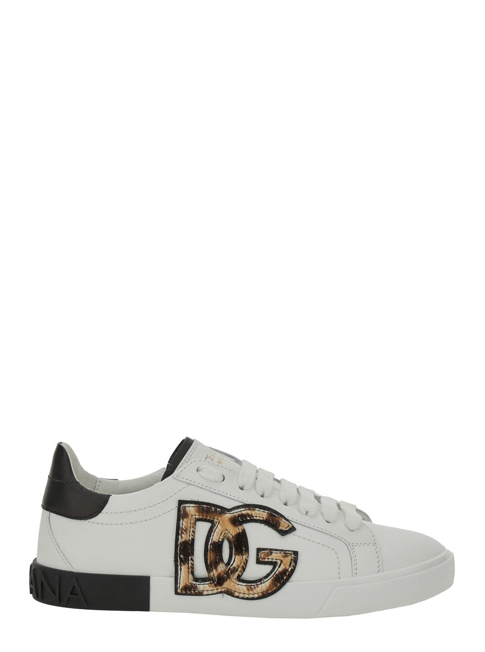Dolce & Gabbana Women White Low Top Sneaker With Animal-Motif Logo In Leather Woman