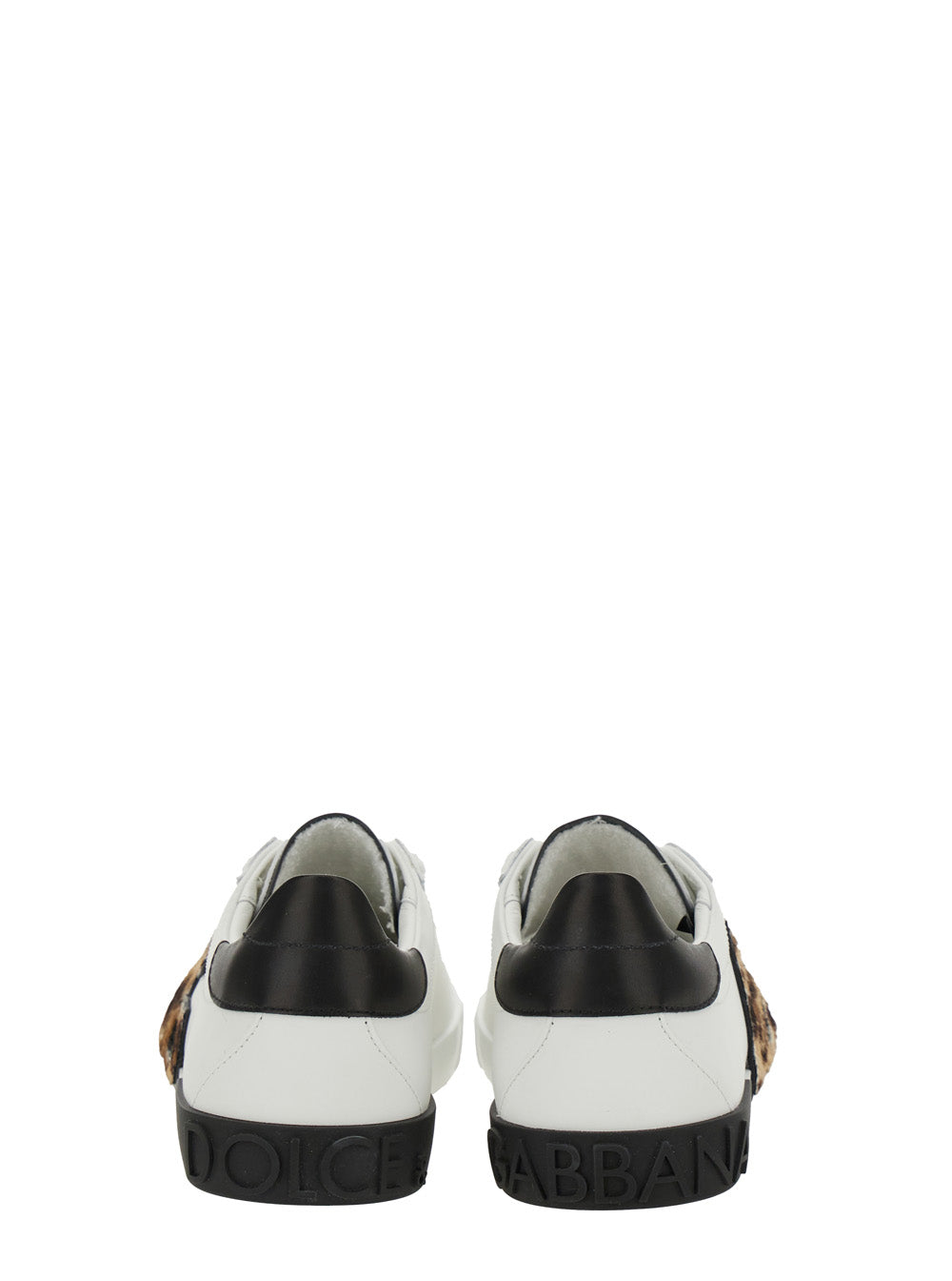 Dolce & Gabbana Women White Low Top Sneaker With Animal-Motif Logo In Leather Woman