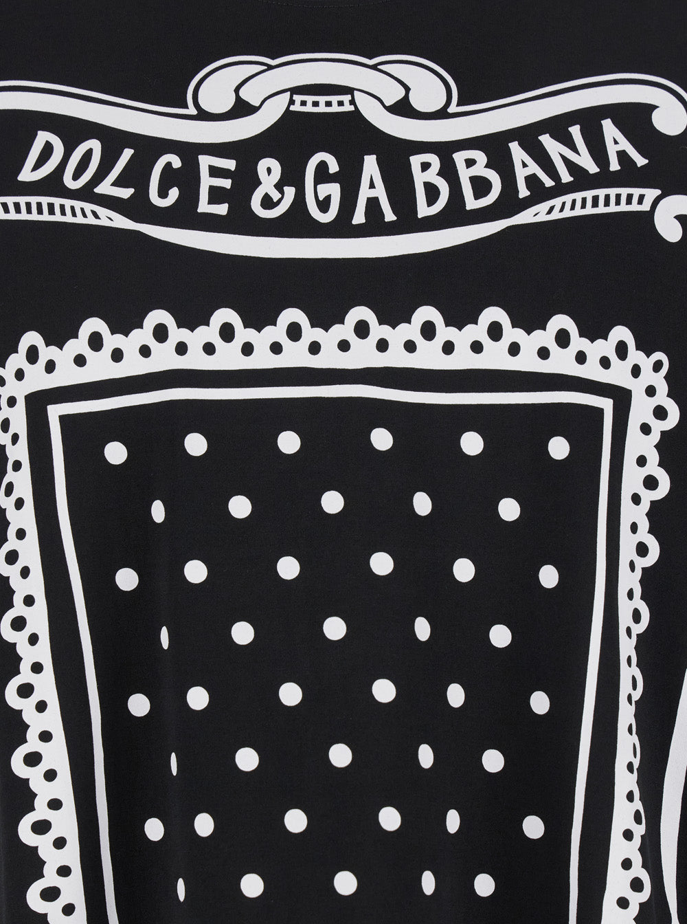 Dolce & Gabbana Men Black Crewneck T-Shirt With Bandana Print All-Over In Cotton Woman