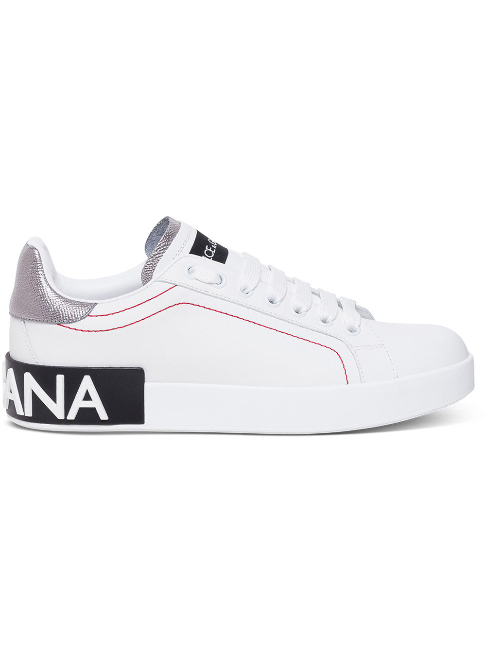 Dolce & Gabbana Women Portofino White Leather Sneakers With Logo