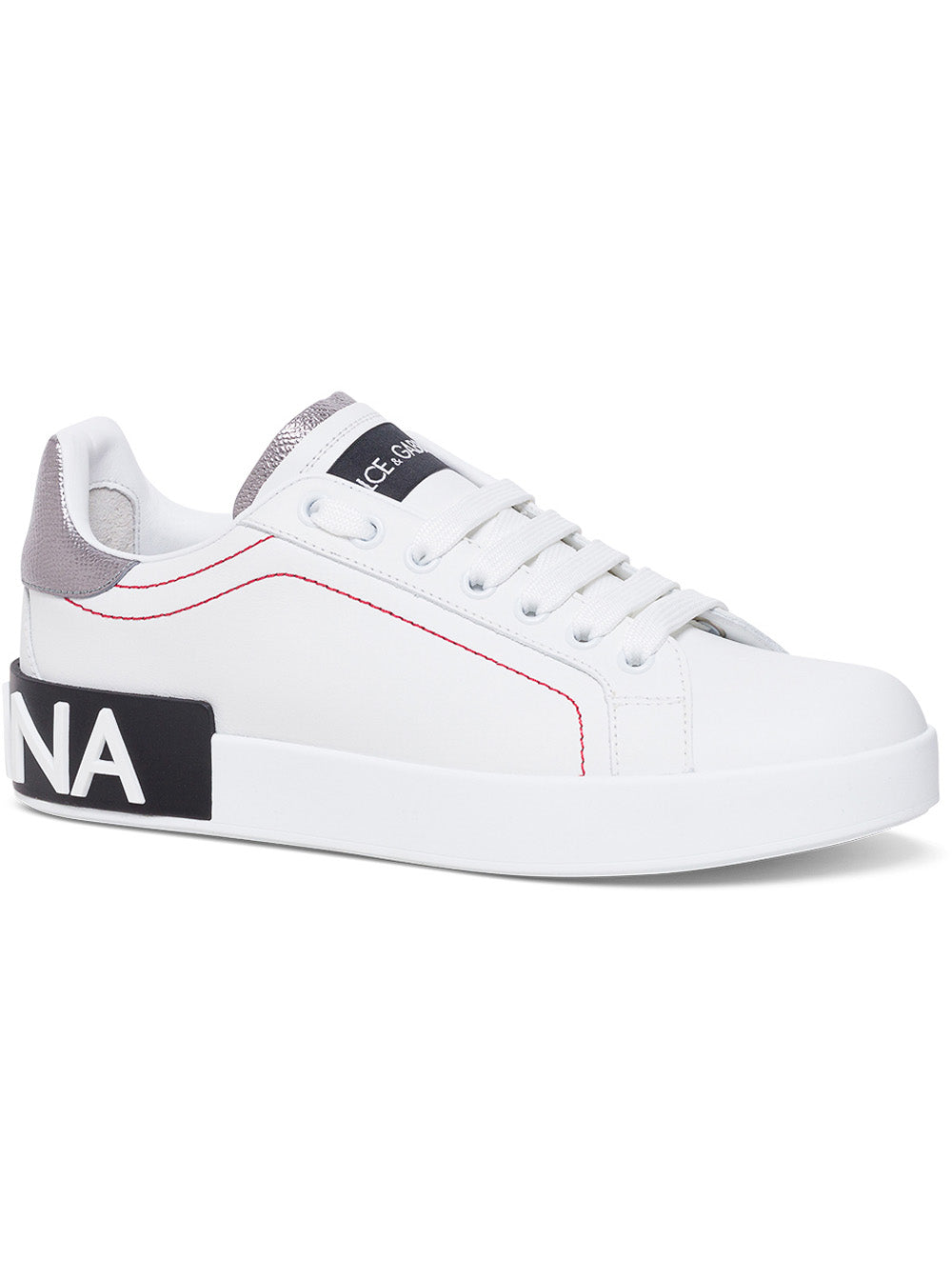 Dolce & Gabbana Women Portofino White Leather Sneakers With Logo