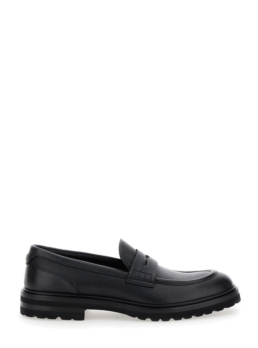 Dolce & Gabbana Men 'Altavilla' Black Loafers With Dg Logo On The Heel In Brushed Leather Man