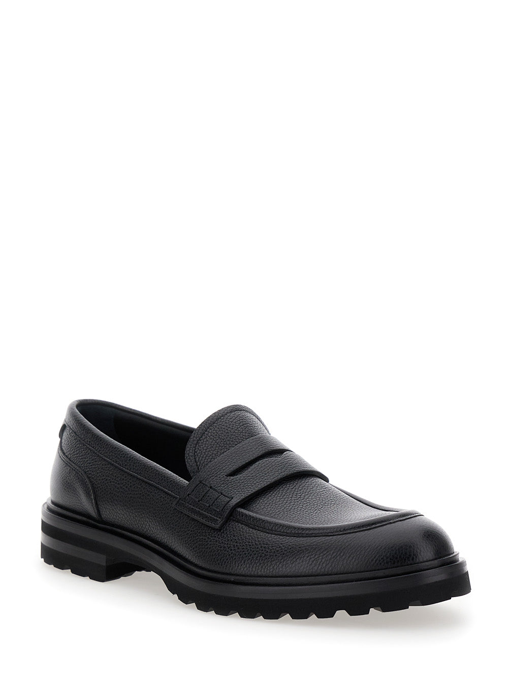 Dolce & Gabbana Men 'Altavilla' Black Loafers With Dg Logo On The Heel In Brushed Leather Man