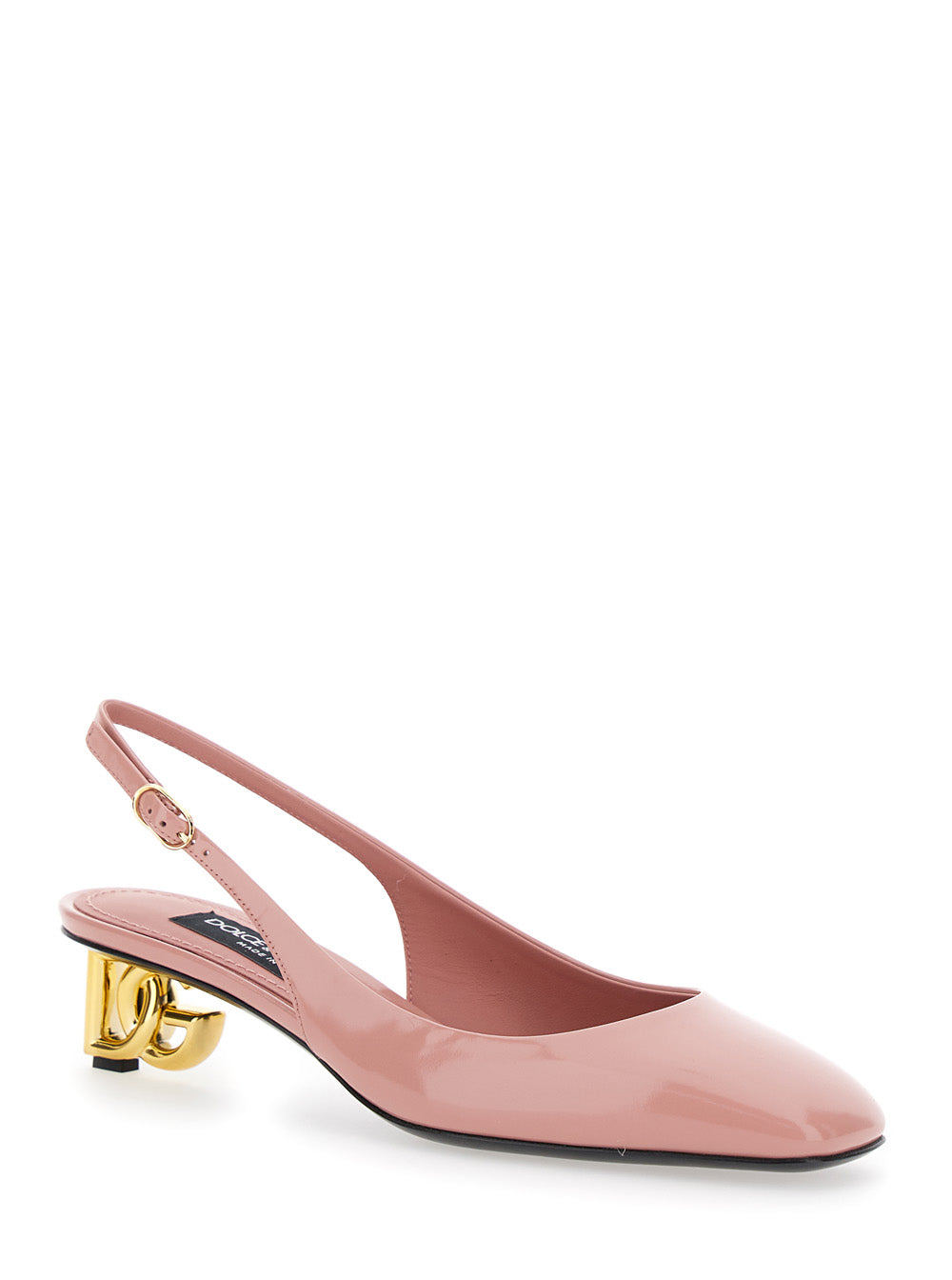 Dolce & Gabbana Women Pink Décolleté With Dg Logo On The Heel In Shiny Leather Woman