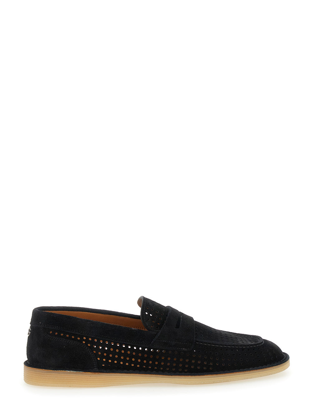 Dolce & Gabbana Men 'Florio' Black Loafers With Logo Detail On The Rear And Penny Slot In Suede Woman