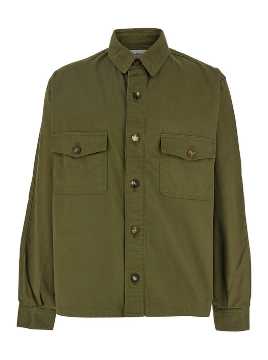 Saint Laurent Men Green Jacket With Pockets On The Front In Cotton Man