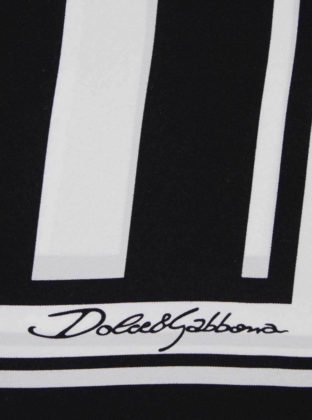 Dolce & Gabbana Men Black And White Square Scarf With Logo Lettering On The Front And All-Over Striped Motif In Silk Man