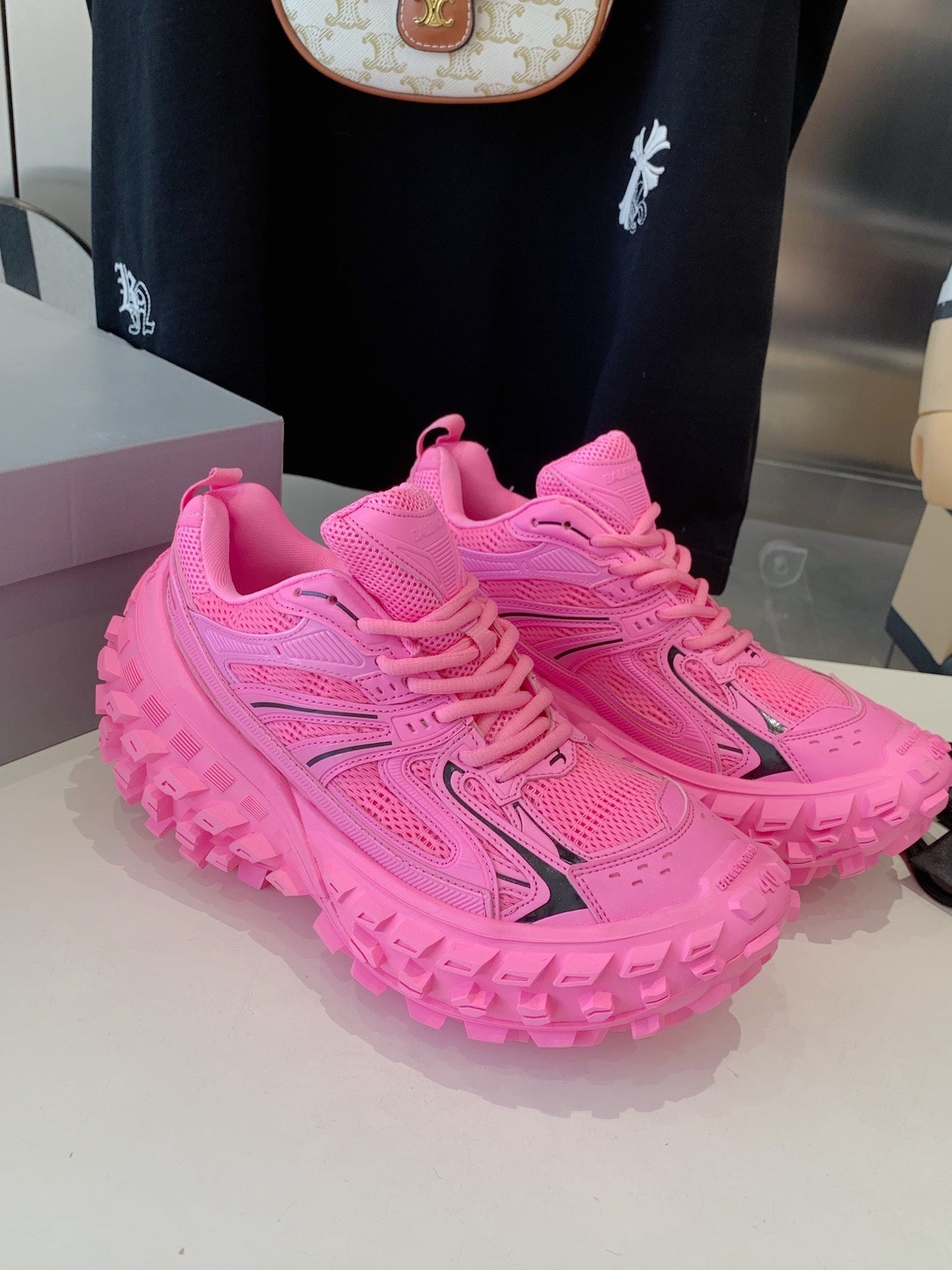 Balanciaga CHUNKY SNEAKERS IN PINK MIX BLACK POLYURETHANE, POLYESTER AND NYLON