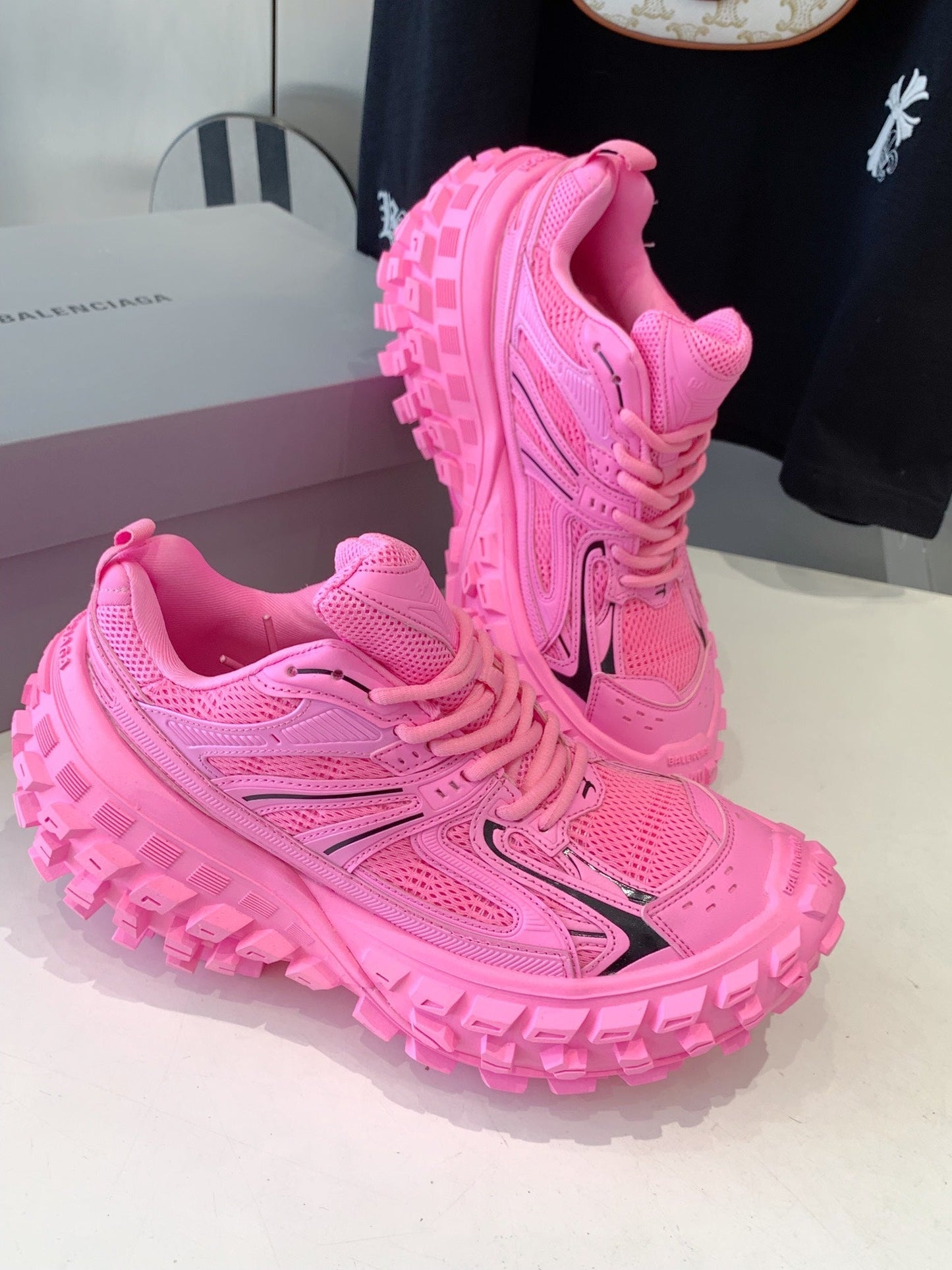 Balanciaga CHUNKY SNEAKERS IN PINK MIX BLACK POLYURETHANE, POLYESTER AND NYLON