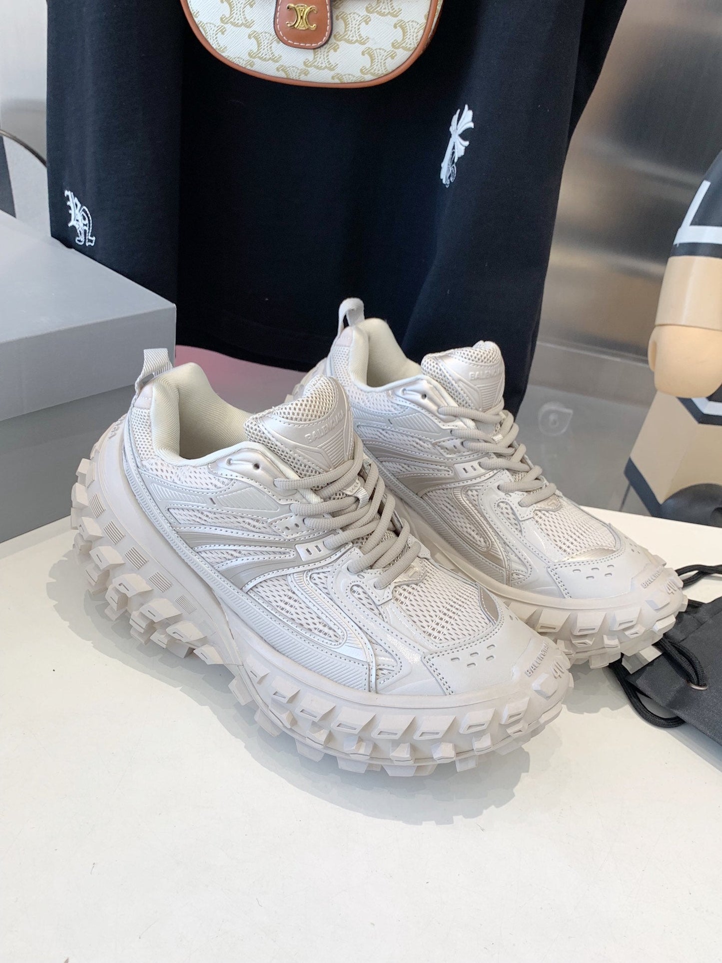 Balanciaga CHUNKY SNEAKERS IN BONE BEIGE POLYURETHANE, POLYESTER AND NYLON