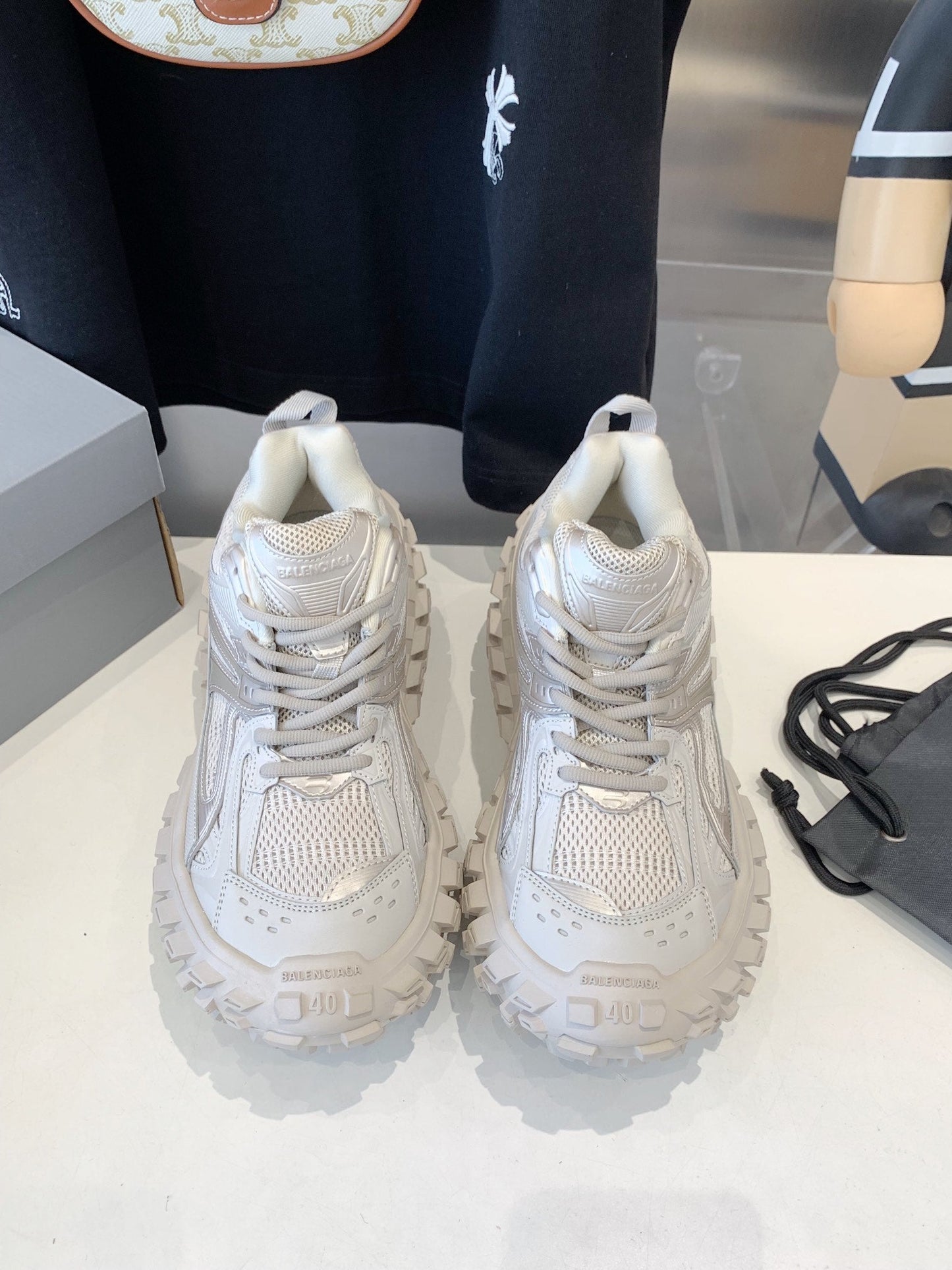 Balanciaga CHUNKY SNEAKERS IN BONE BEIGE POLYURETHANE, POLYESTER AND NYLON