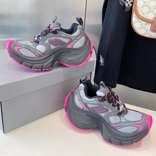 Balanciaga DAD SHOES IN GRAY MIX PINK MESH AND CALFSKIN