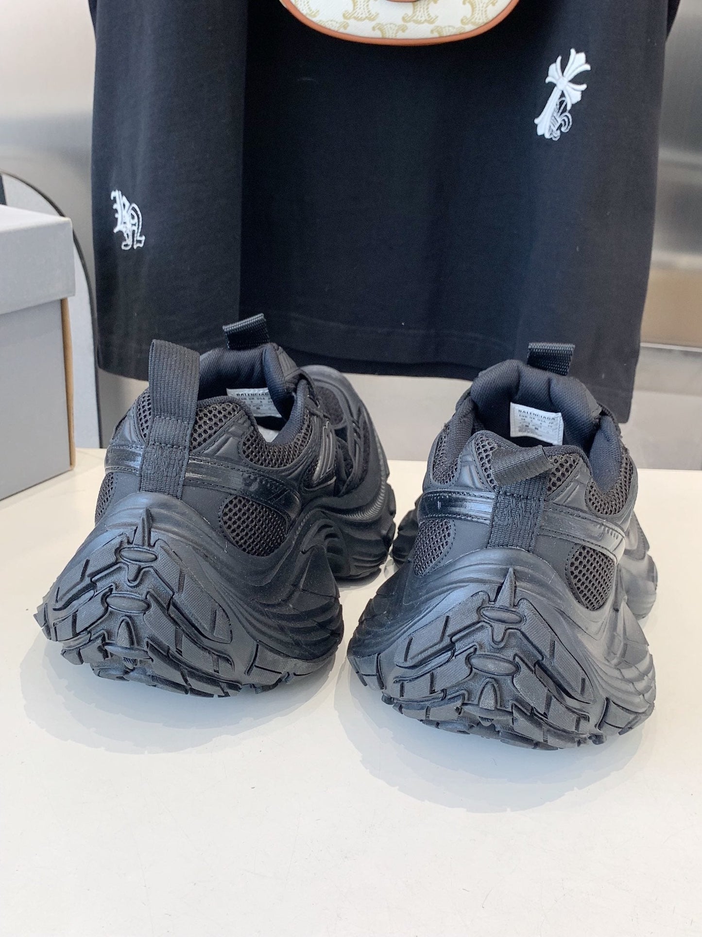 Balanciaga DAD SHOES IN BLACK MESH AND CALFSKIN