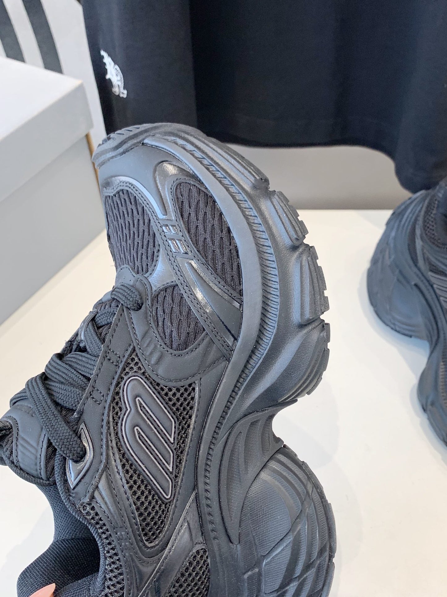 Balanciaga DAD SHOES IN BLACK MESH AND CALFSKIN