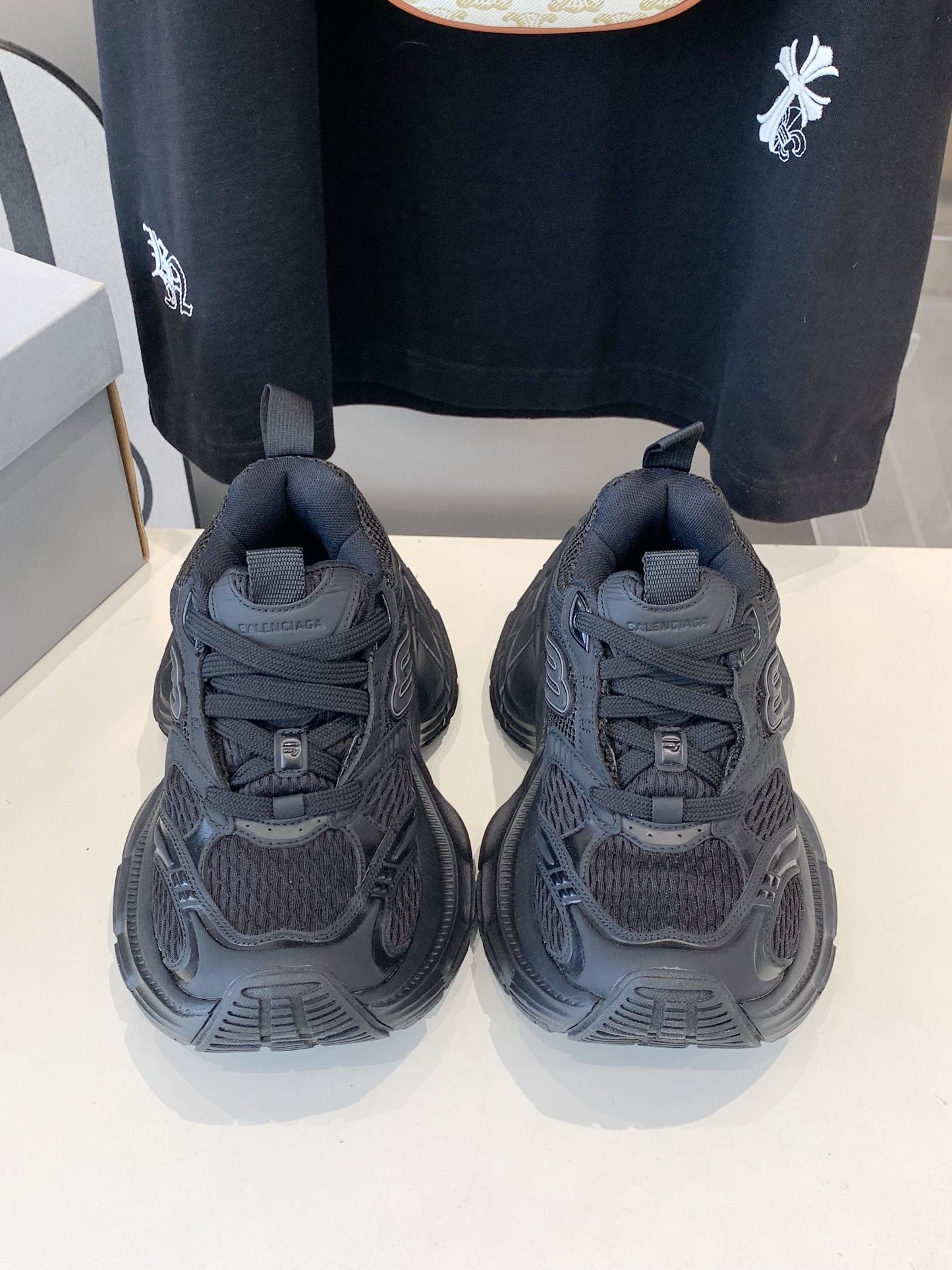Balanciaga DAD SHOES IN BLACK MESH AND CALFSKIN