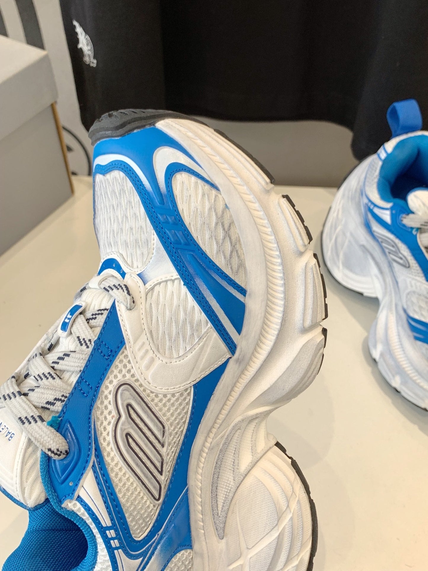 Balanciaga DAD SHOES IN WHITE MIX BLUE MESH AND CALFSKIN