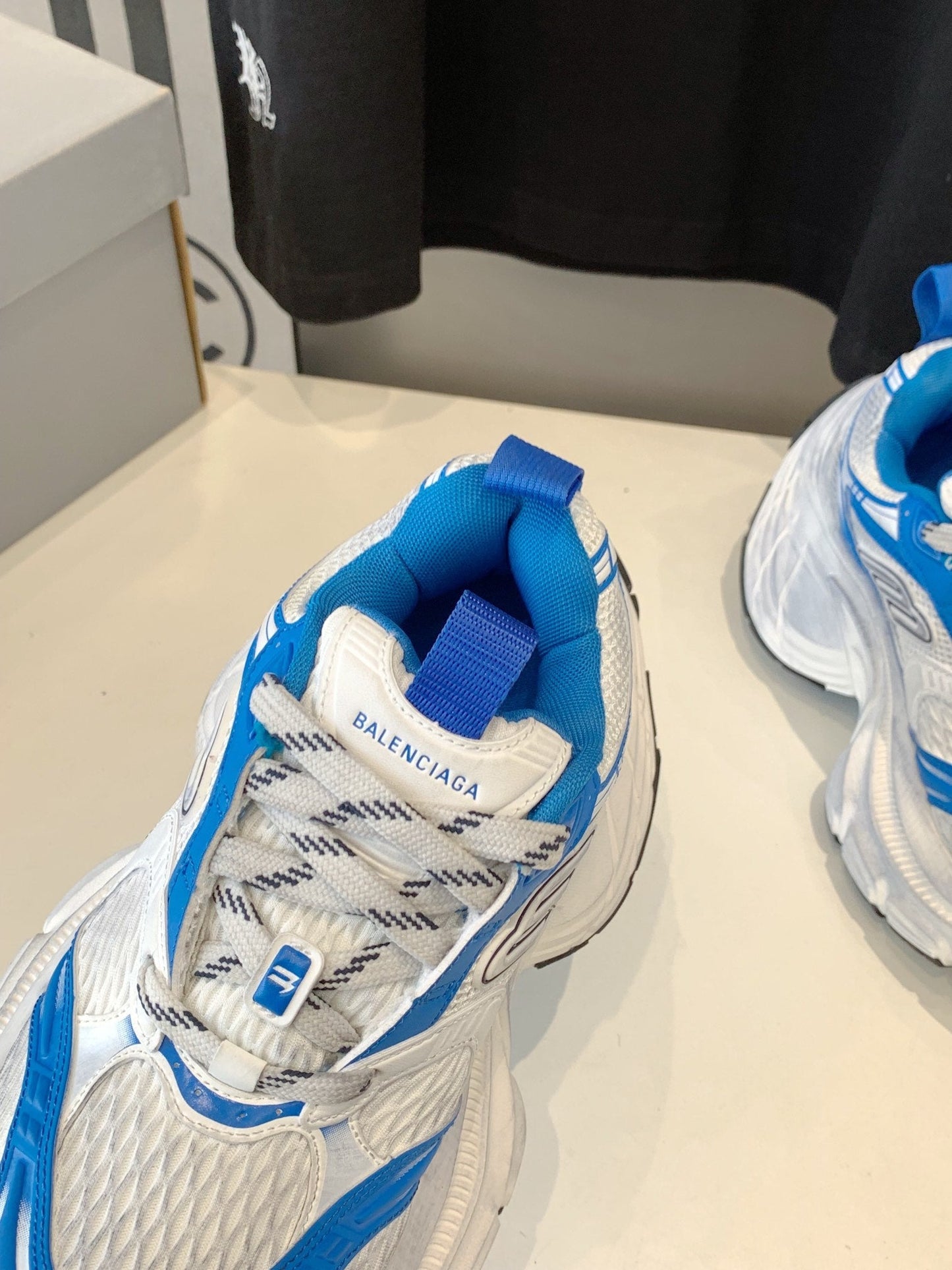 Balanciaga DAD SHOES IN WHITE MIX BLUE MESH AND CALFSKIN