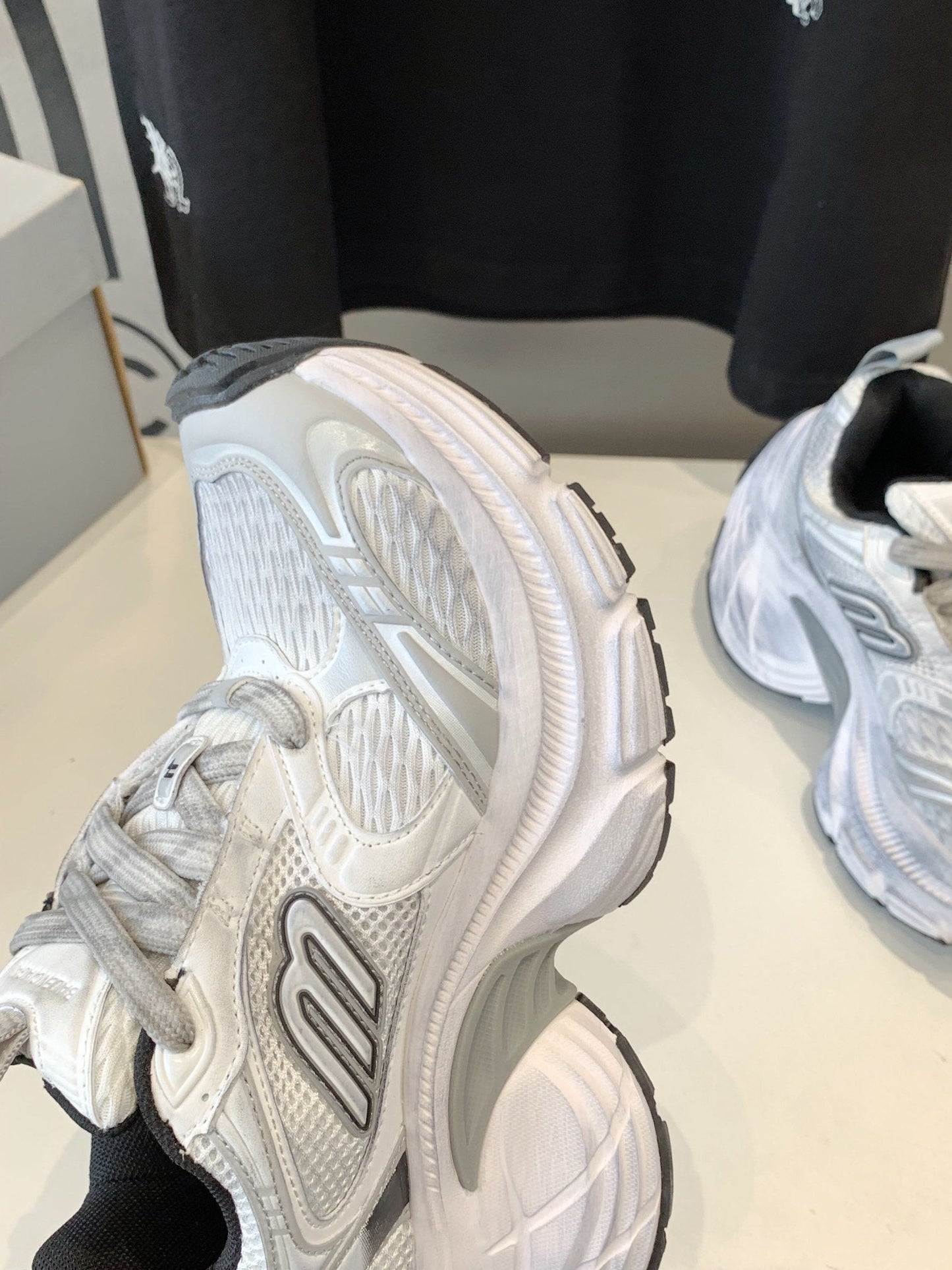 Balanciaga DAD SHOES IN SILVER WHITE MESH AND CALFSKIN