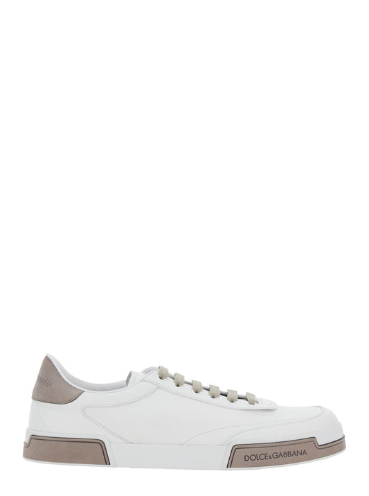 Dolce & Gabbana Men 'Portofino' White Sneaker With Logo Print On The Sole In Leather Man