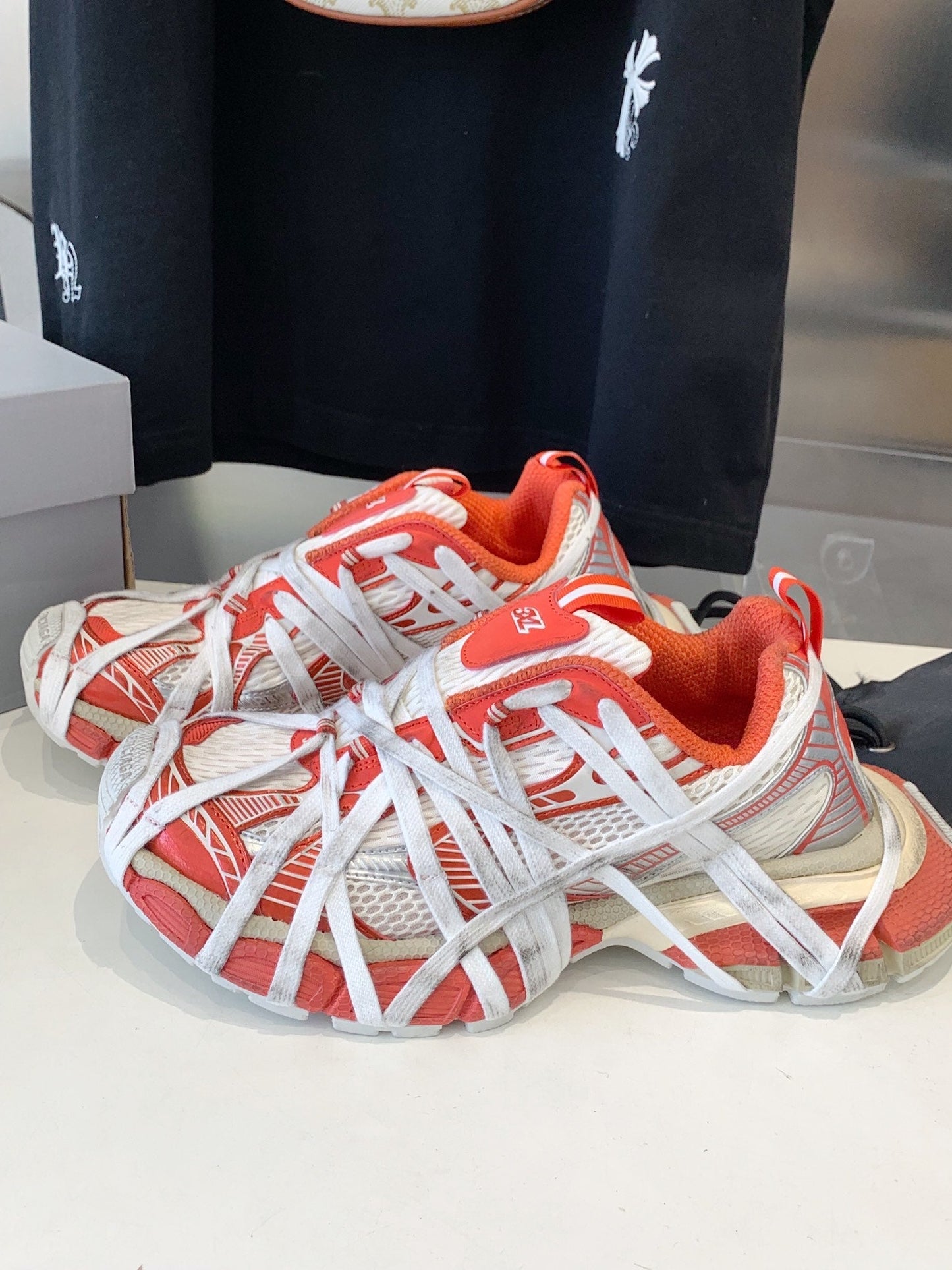 Balanciaga 3XL EXTREME LACE SNEAKER ORANGE MIX DUST WHITE AND SILVER