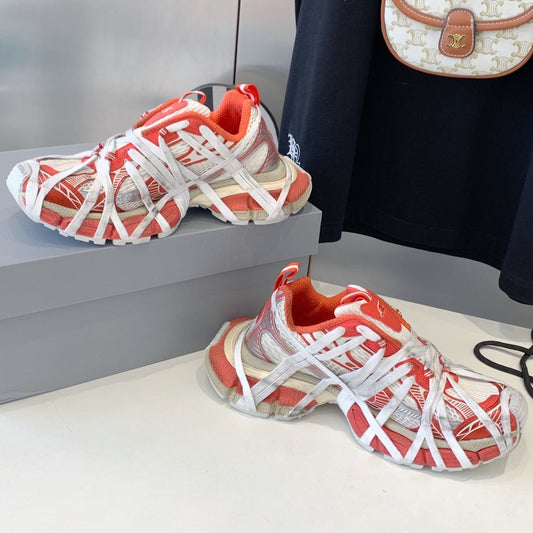 Balanciaga 3XL EXTREME LACE SNEAKER ORANGE MIX DUST WHITE AND SILVER
