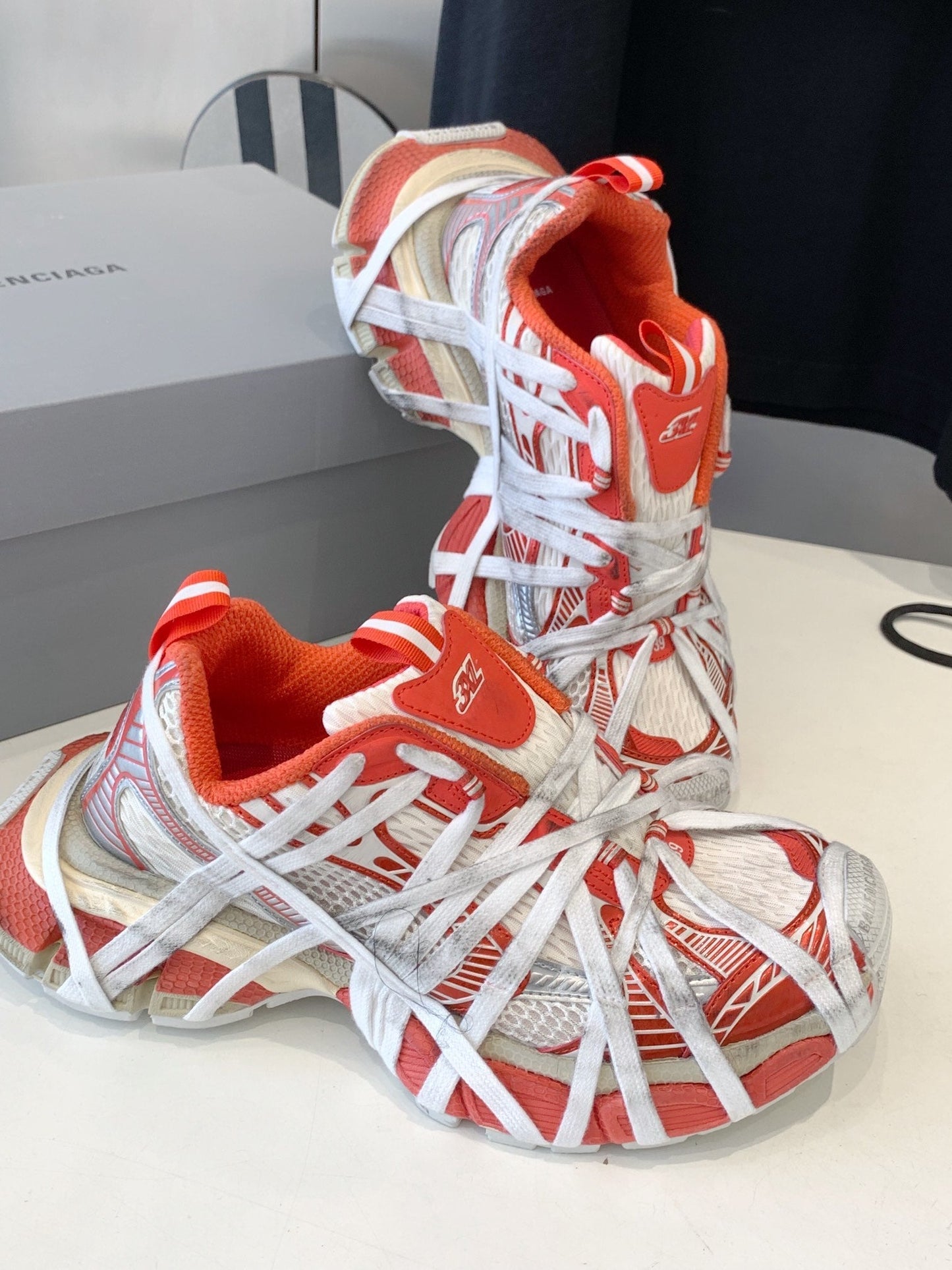 Balanciaga 3XL EXTREME LACE SNEAKER ORANGE MIX DUST WHITE AND SILVER
