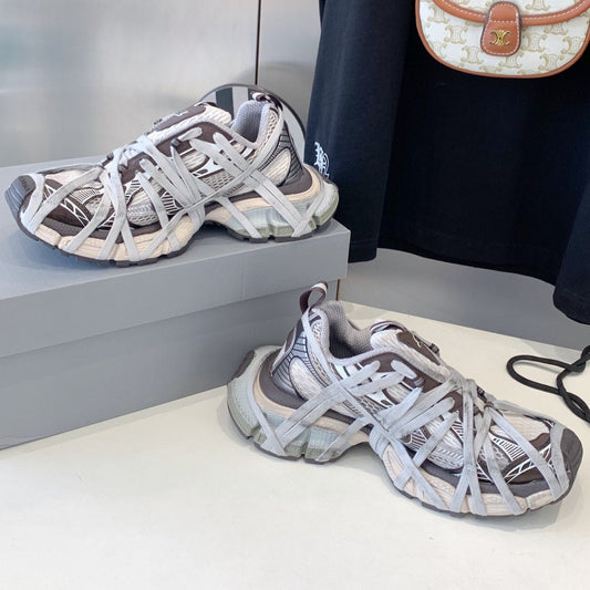 Balanciaga 3XL EXTREME LACE SNEAKER BROWN MIX DUST WHITE AND SILVER