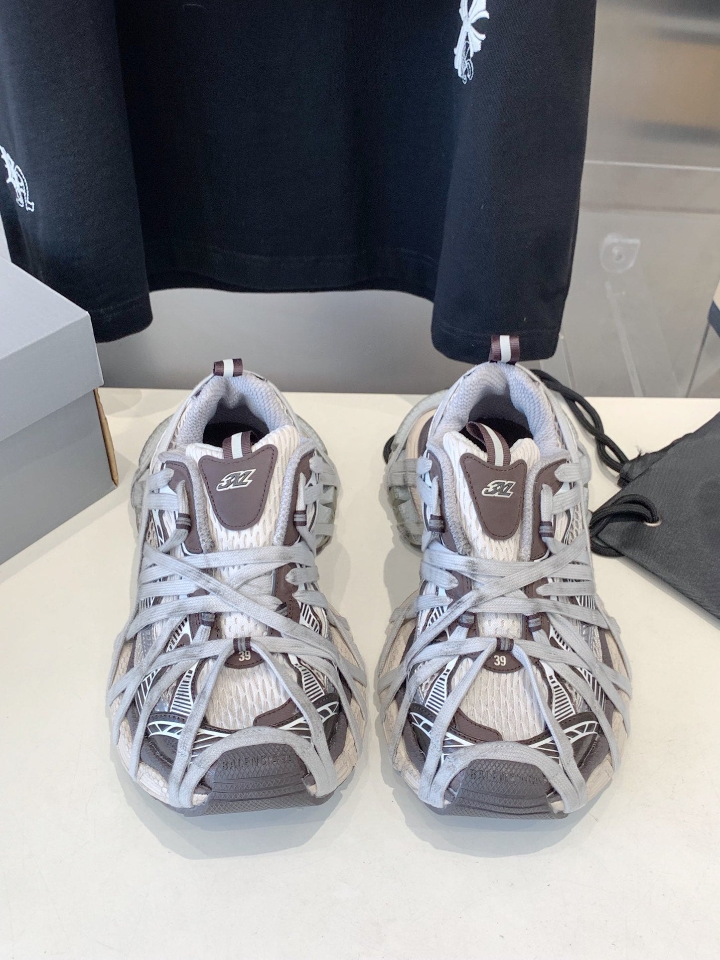 Balanciaga 3XL EXTREME LACE SNEAKER BROWN MIX DUST WHITE AND SILVER