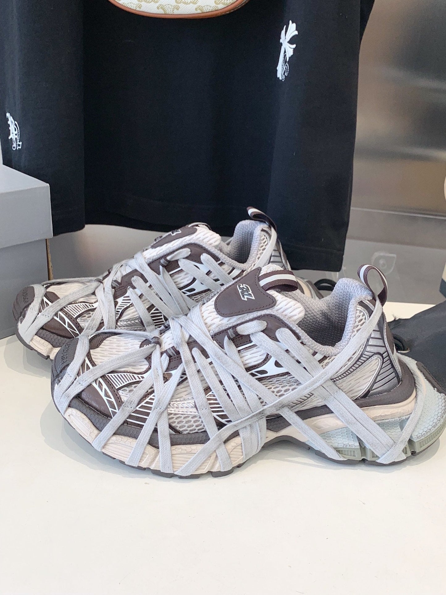 Balanciaga 3XL EXTREME LACE SNEAKER BROWN MIX DUST WHITE AND SILVER