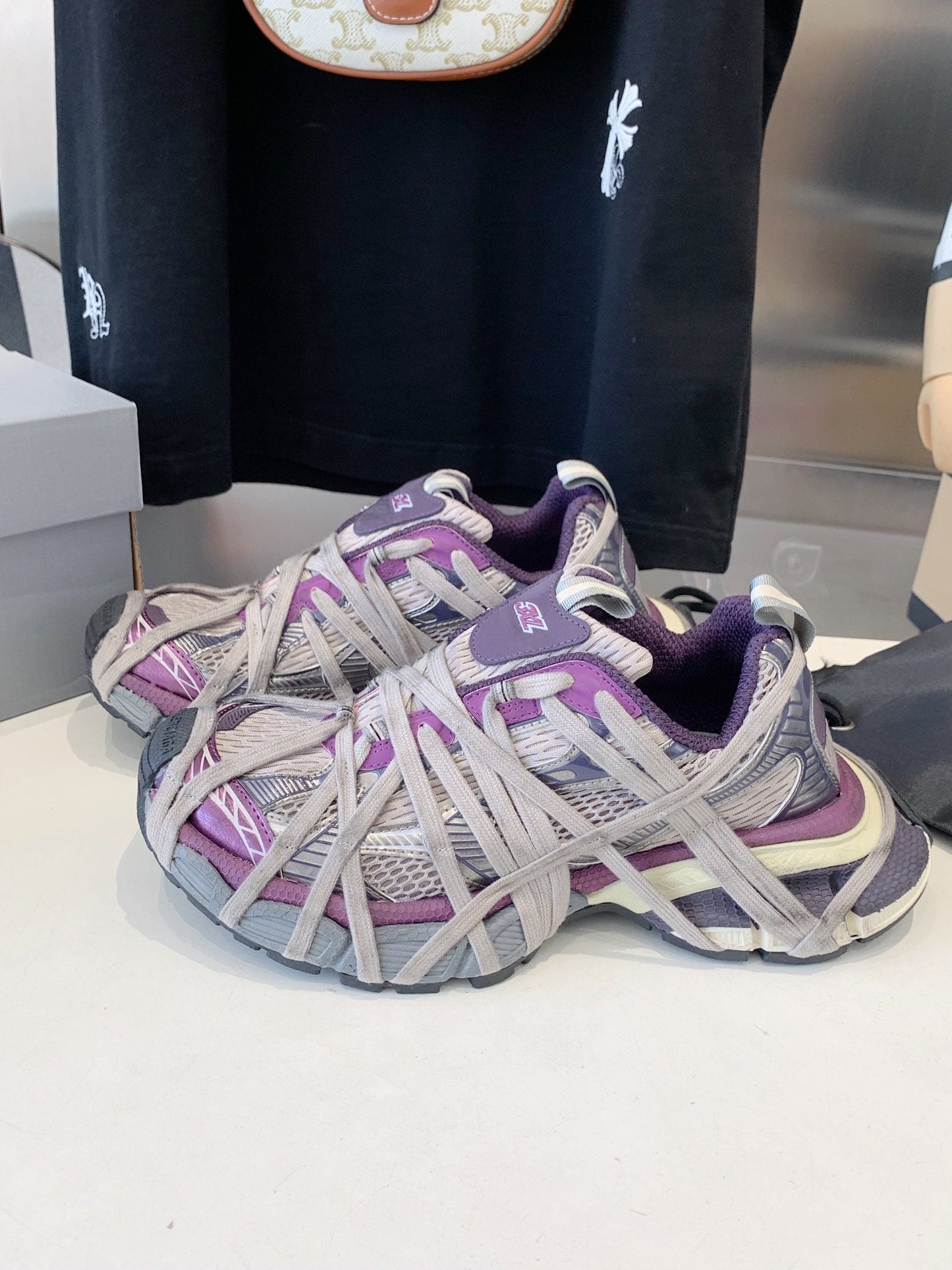 Balanciaga 3XL EXTREME LACE SNEAKER PURPLE AND GRAY