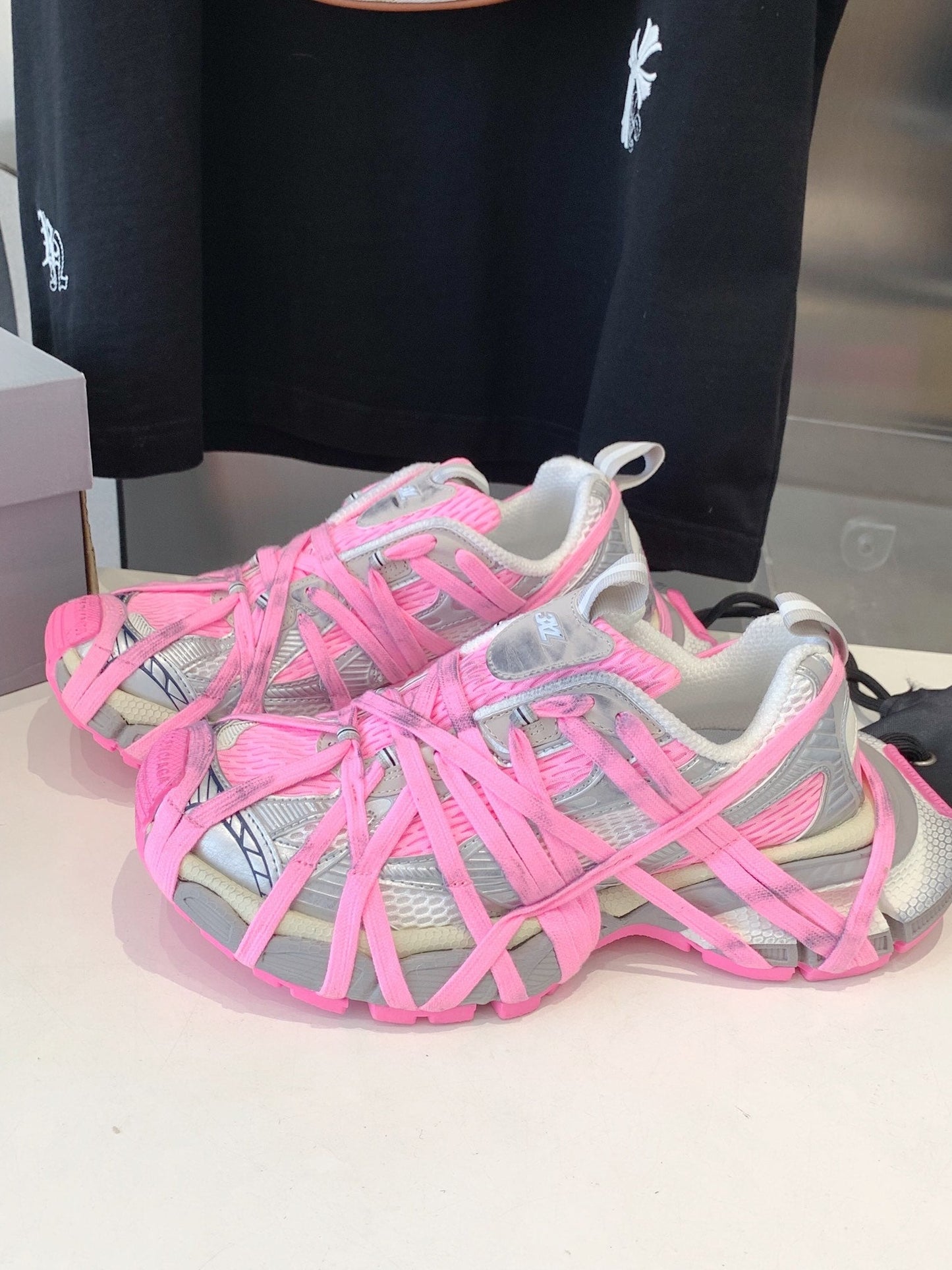 Balanciaga 3XL EXTREME LACE SNEAKER SILVER AND PINK
